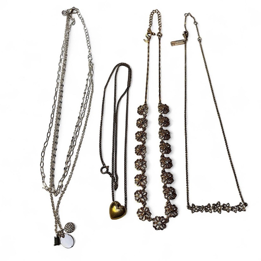 Dainty Necklace Lot Mixed Metal Hearts Floral Layering Avon INC LC Jewelry